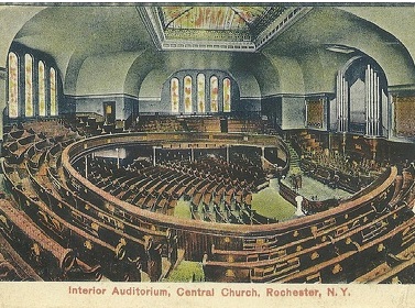 Auditorium, Central Church, Rochester, N.Y. Detail from postcard, c. 1908. (Courtesy of Monroe County GenWeb.)