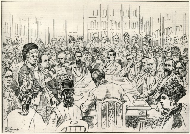 Elizabeth Cady Stanton addressing Senate Committee, Jan 11, 1878. New York Daily Graphic, Jan 16, 1878.
